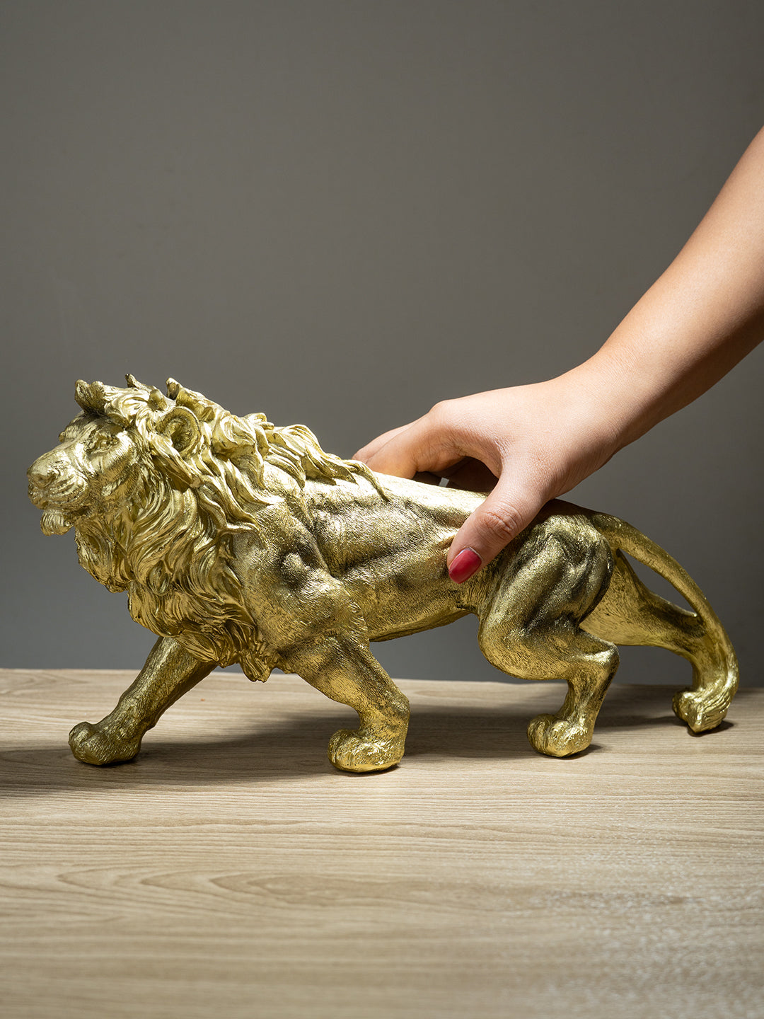 Gold Walking Lion Statue Secondary image