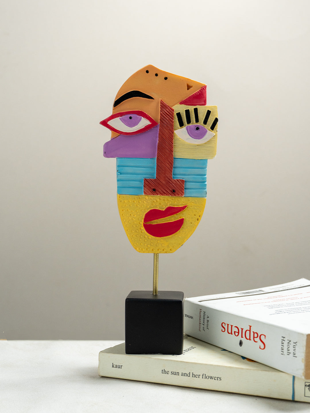 Multicolor Abstract Face Sculpture with Textured Face Main image