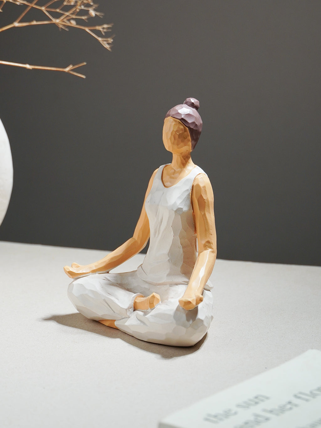 Yoga Figurine in White with Textured Finish