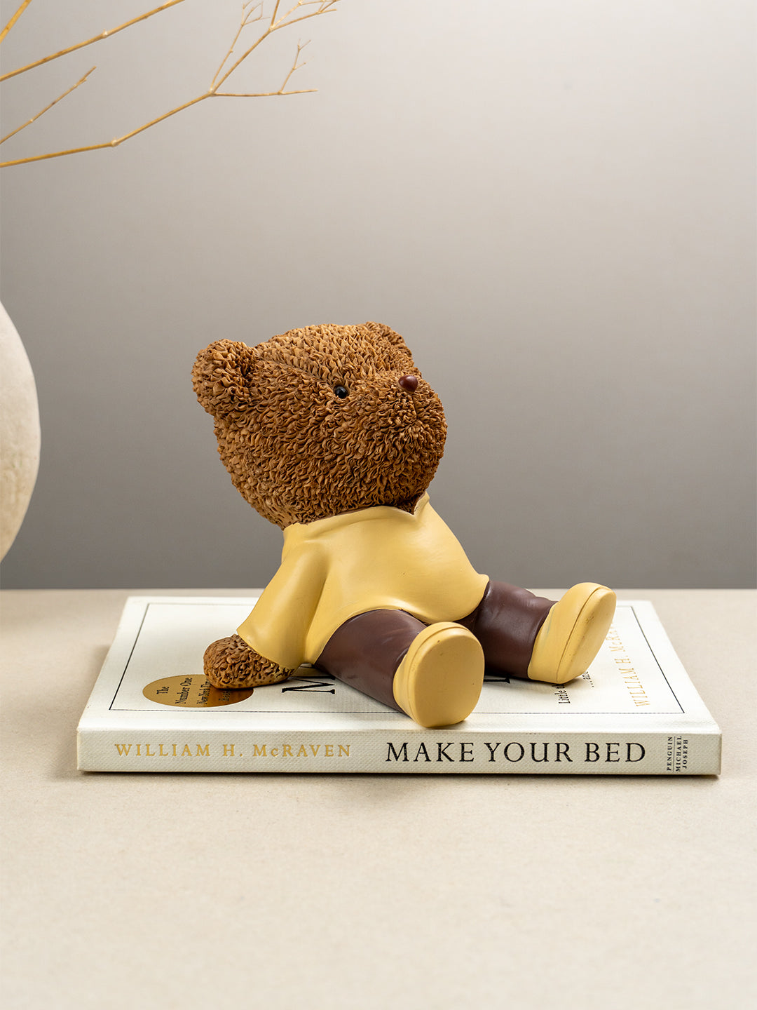 Brown Teddy Bear Figurine in Yellow Hoodie Secondary image