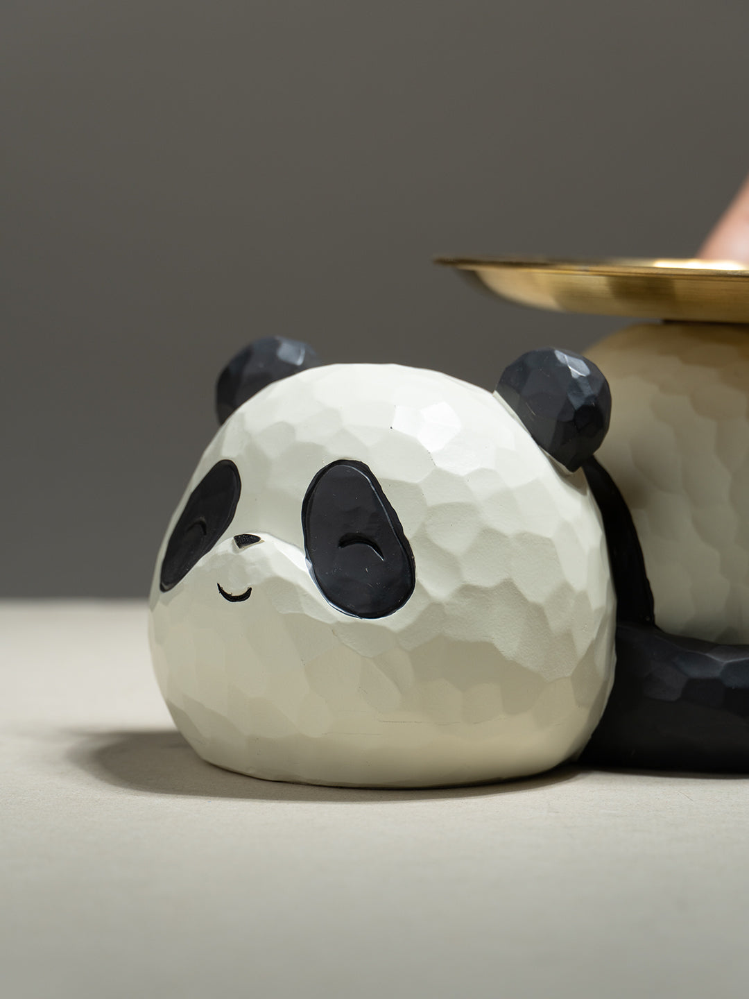 Panda-Shaped Figurine with Gold Plated Tray Secondary image