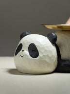 Panda-Shaped Figurine with Gold Plated Tray