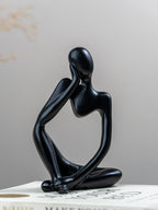 Black Abstract Thinker Sculpture with Modern Design