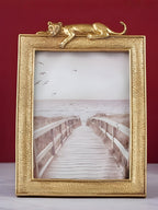 Gold Textured Photo Frame with Leopard Detail