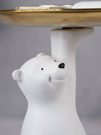 White Bear Figurine with Golden Tray