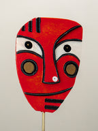 Handcrafted Red Abstract Face Sculpture
