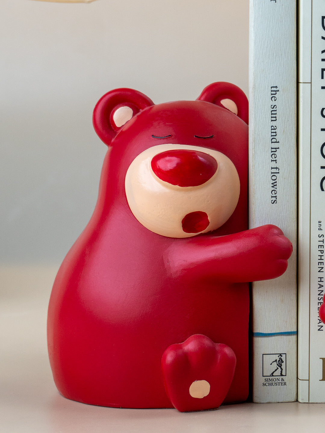 Adorable Red Bear Hug Bookends
