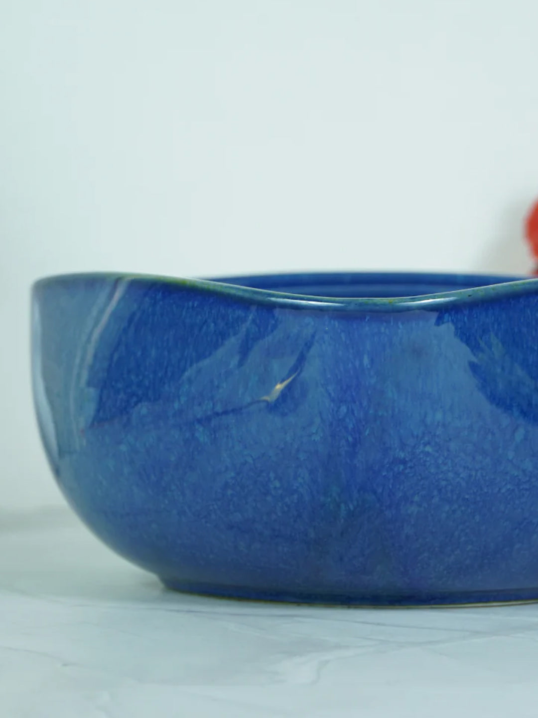 Glossy Blue Ceramic Triangle Serving Bowl | Set of 2