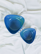 Glossy Blue Ceramic Triangle Serving Bowl | Set of 2