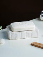 White Textured Ceramic Bathroom Set of 3