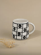 Ceramic Mug with Black Floral Design