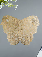 Gold Butterfly Cutout Table Mat with Intricate Floral Detailing