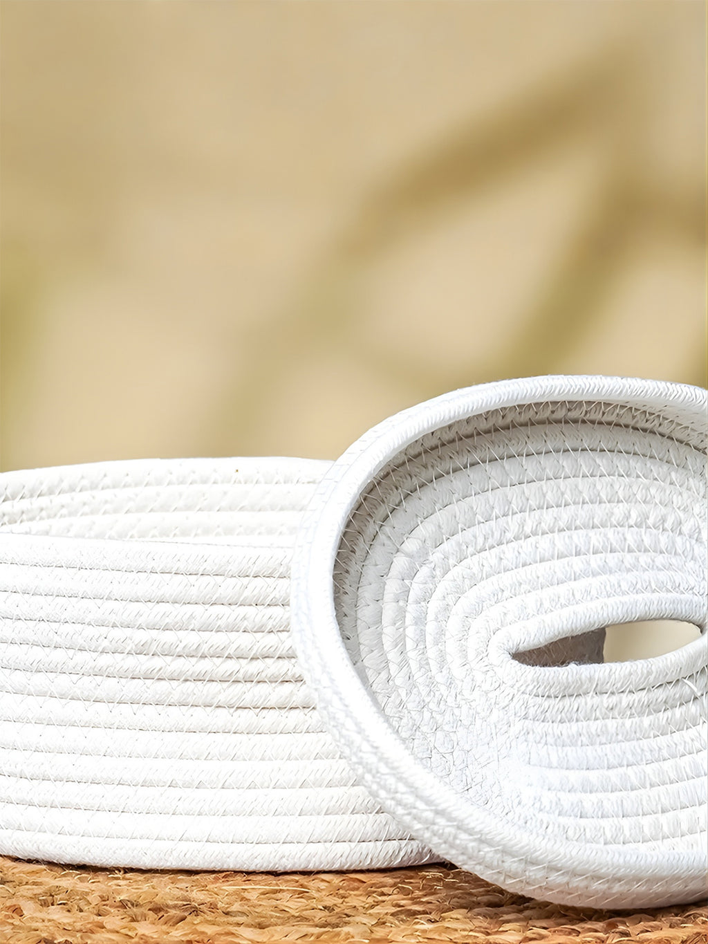 White Cotton Rope Tissue Box with Soft-Lid Closure