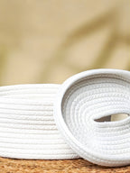 White Cotton Rope Tissue Box with Soft-Lid Closure