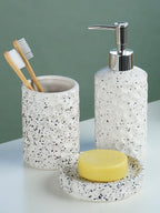White and Black Speckled Ceramic Bathroom Set of 3