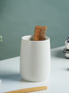 Matte White Ceramic with Bamboo Bathroom Set – 4