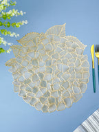 Gold Floral Cutout Table Mat with Hydrangea-Inspired Design