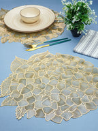 Gold Floral Cutout Table Mat with Hydrangea-Inspired Design