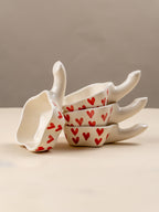 Handcrafted Ceramic Dip Bowl Set with Red Heart Design