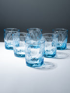 Ocean-Blue Textured Whiskey Glasses - Set of 6