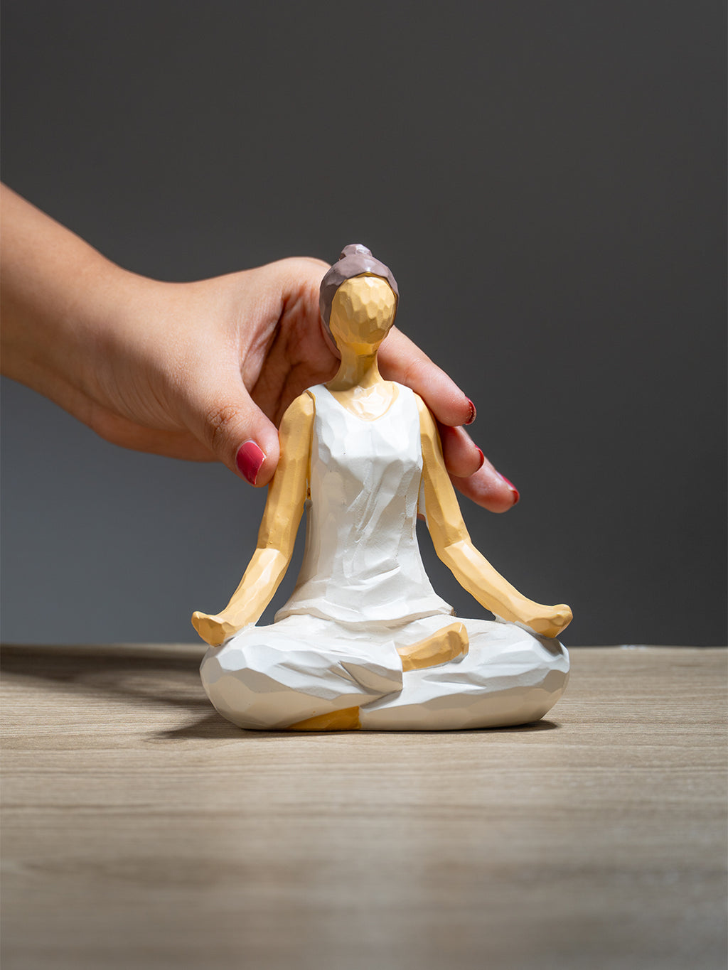 Yoga Figurine in White with Textured Finish