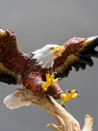 Bald Eagle Figurine on Wooden Perch