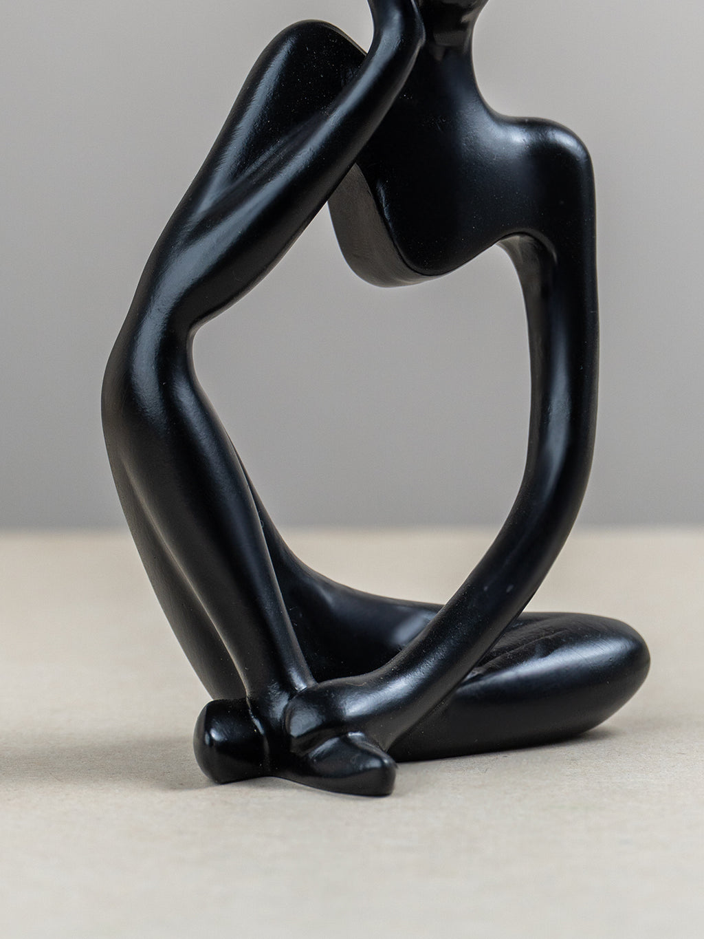 Black Abstract Thinker Sculpture with Modern Design