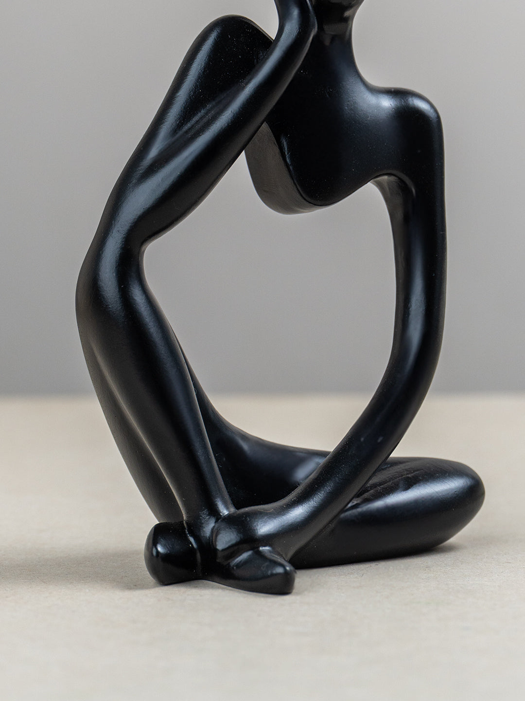 Black Abstract Thinker Sculpture with Modern Design