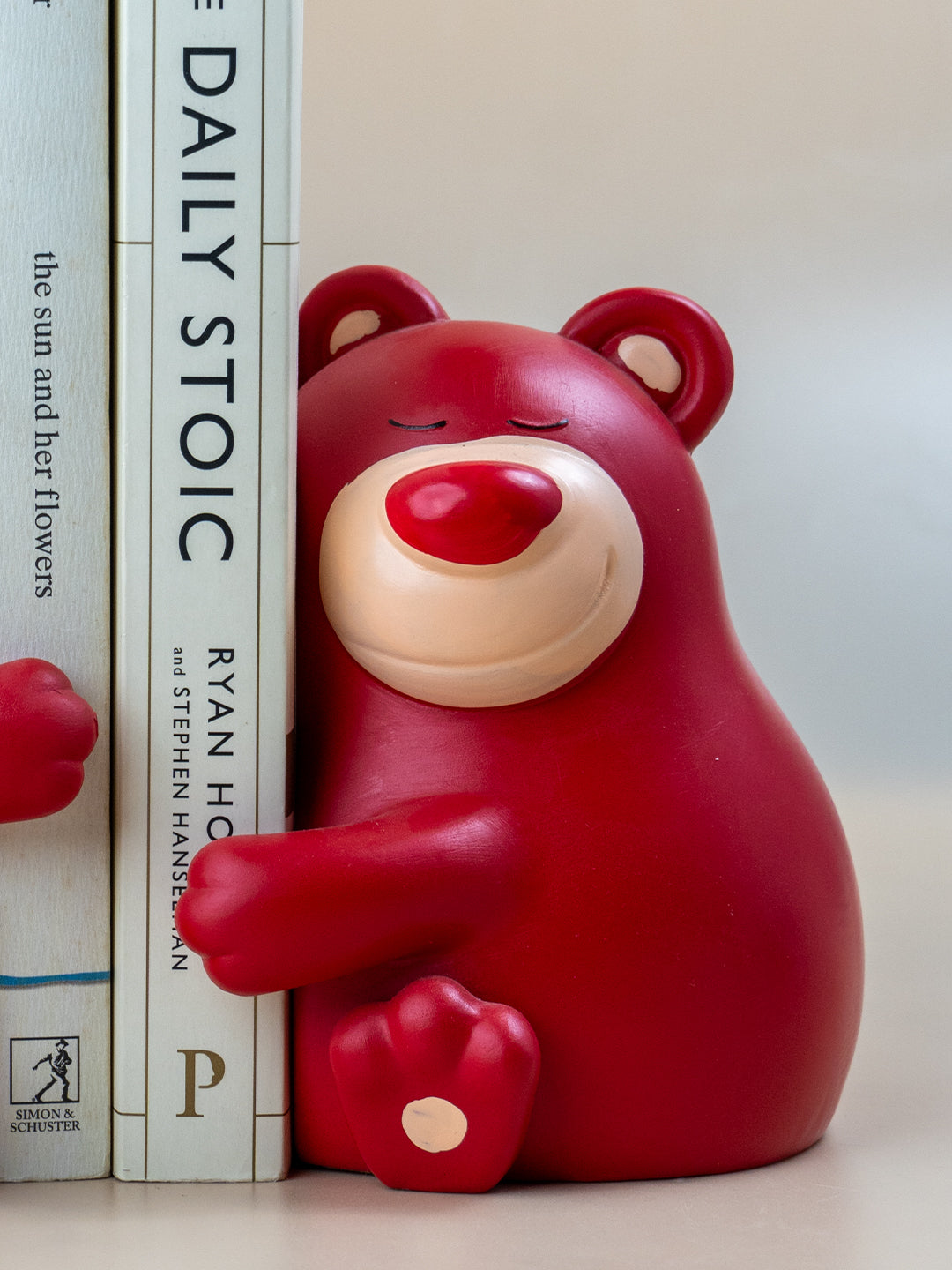 Adorable Red Bear Hug Bookends