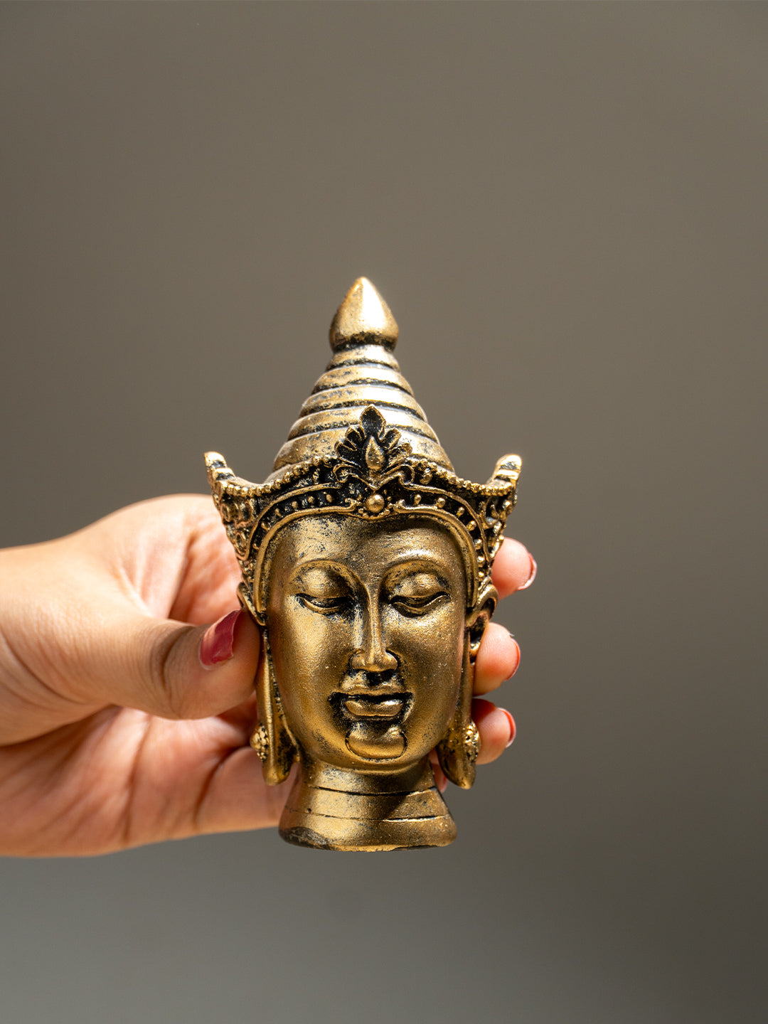 Mini Gold Buddha Head Figurine