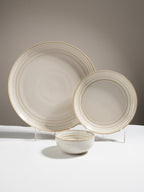 Classic Ivory Ceramic Dinner Set of 26 with Soup Bowls