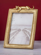 Gold Textured Photo Frame with Leopard Detail