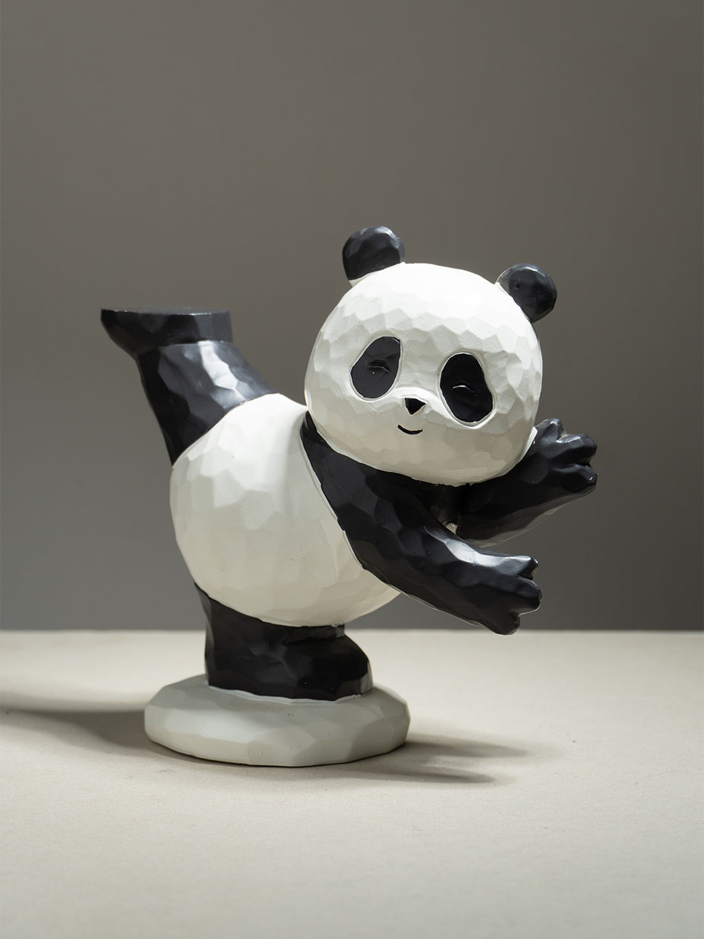 Black and White Panda Figurine with Gold Tray Holder