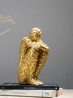 Golden Mosaic Thinker Sculpture