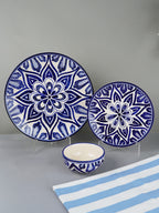 Blue Floral Mandala Design Dinnerware - Set of 18