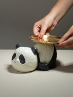 Panda-Shaped Figurine with Gold Plated Tray