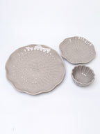 Grey Ripple Textured Ceramic Dinner Set of 18