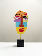Multicolor Abstract Face Sculpture with Textured Face