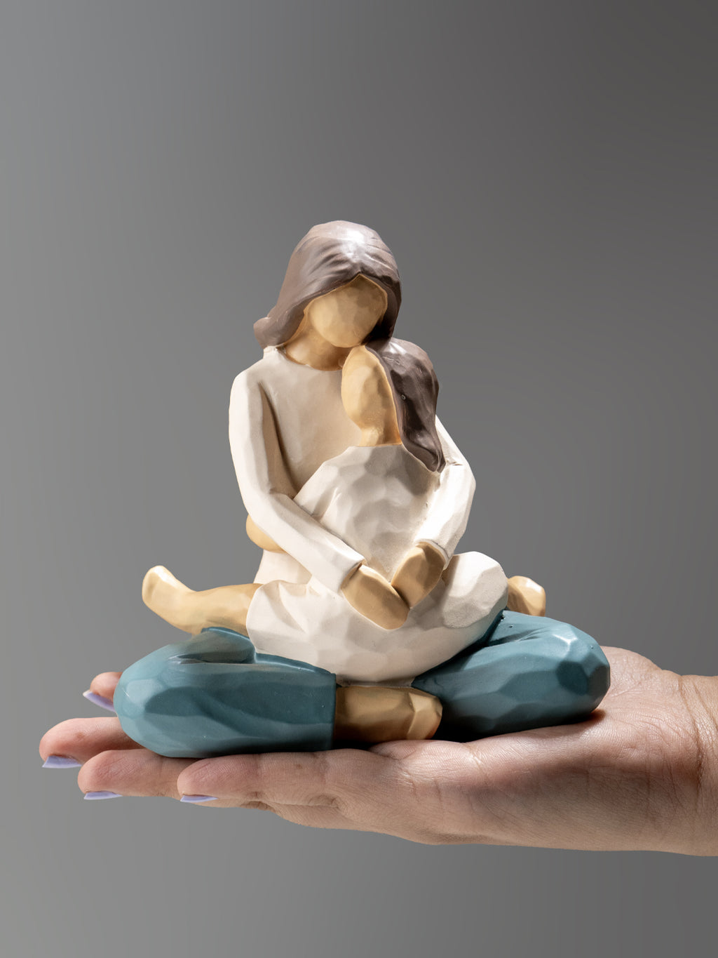 Mother and Daughter Figurine in Neutral Tones