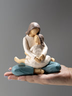 Mother and Daughter Figurine in Neutral Tones