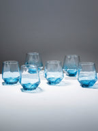 Ocean Blue Geometric Glasses - Set of 6