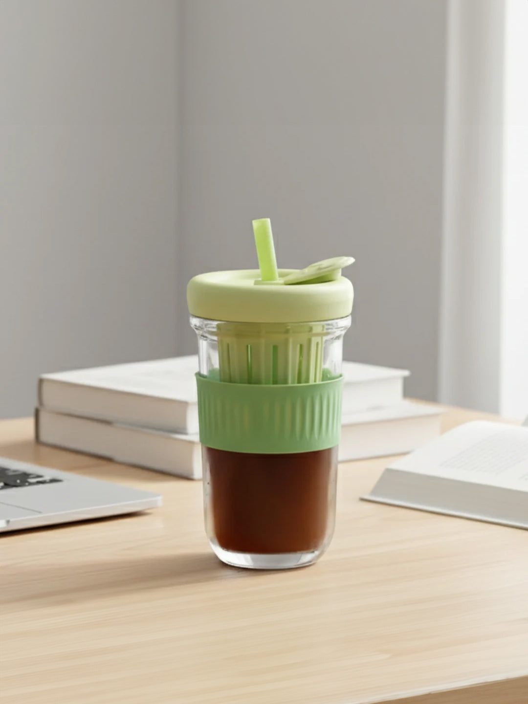 Green Silicone Grip Sipper with Infuser Main image