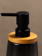 Black Ceramic with Bamboo Soap Dispenser