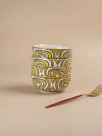 Hand-Painted Yellow Ceramic Bowls - Set of 4