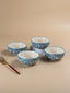 Hand-Painted Blue Ceramic Bowls - Set of 4