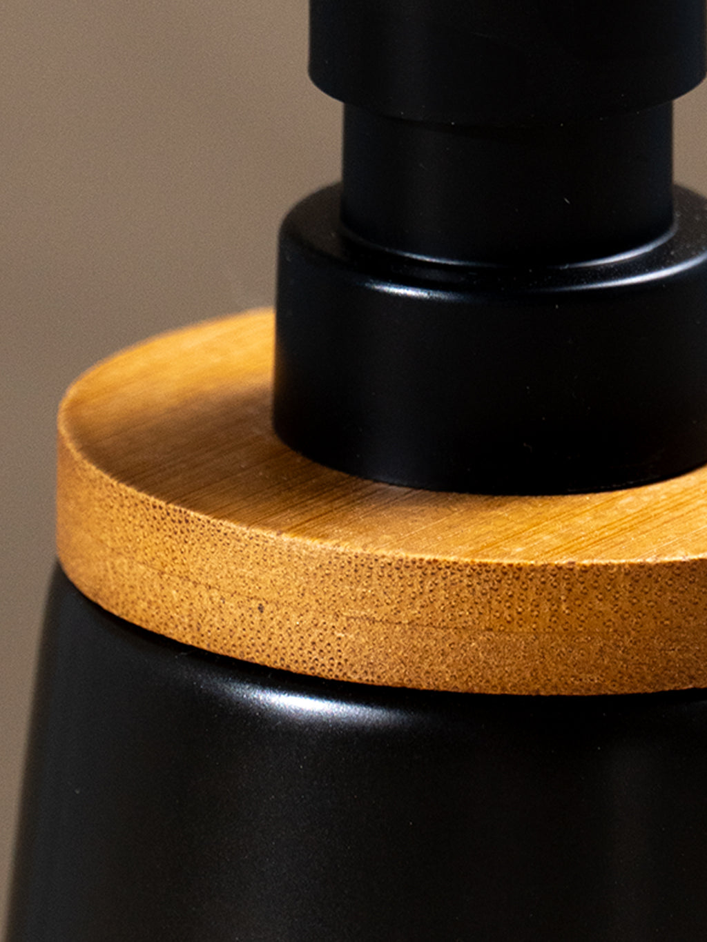 Black Ceramic with Bamboo Soap Dispenser