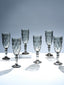 Elegant Black Crystal-Cut Glass Goblet - Set of 6