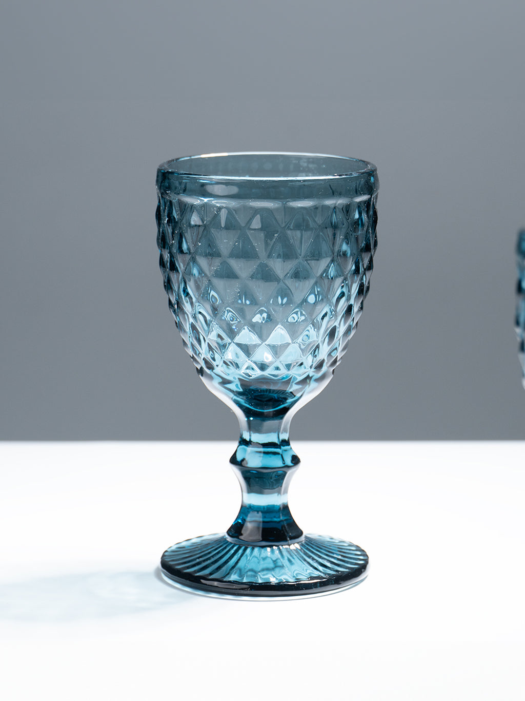 Premium Blue Textured Stemmed Glasses – Set of 6