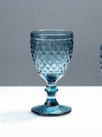 Premium Blue Textured Stemmed Glasses – Set of 6
