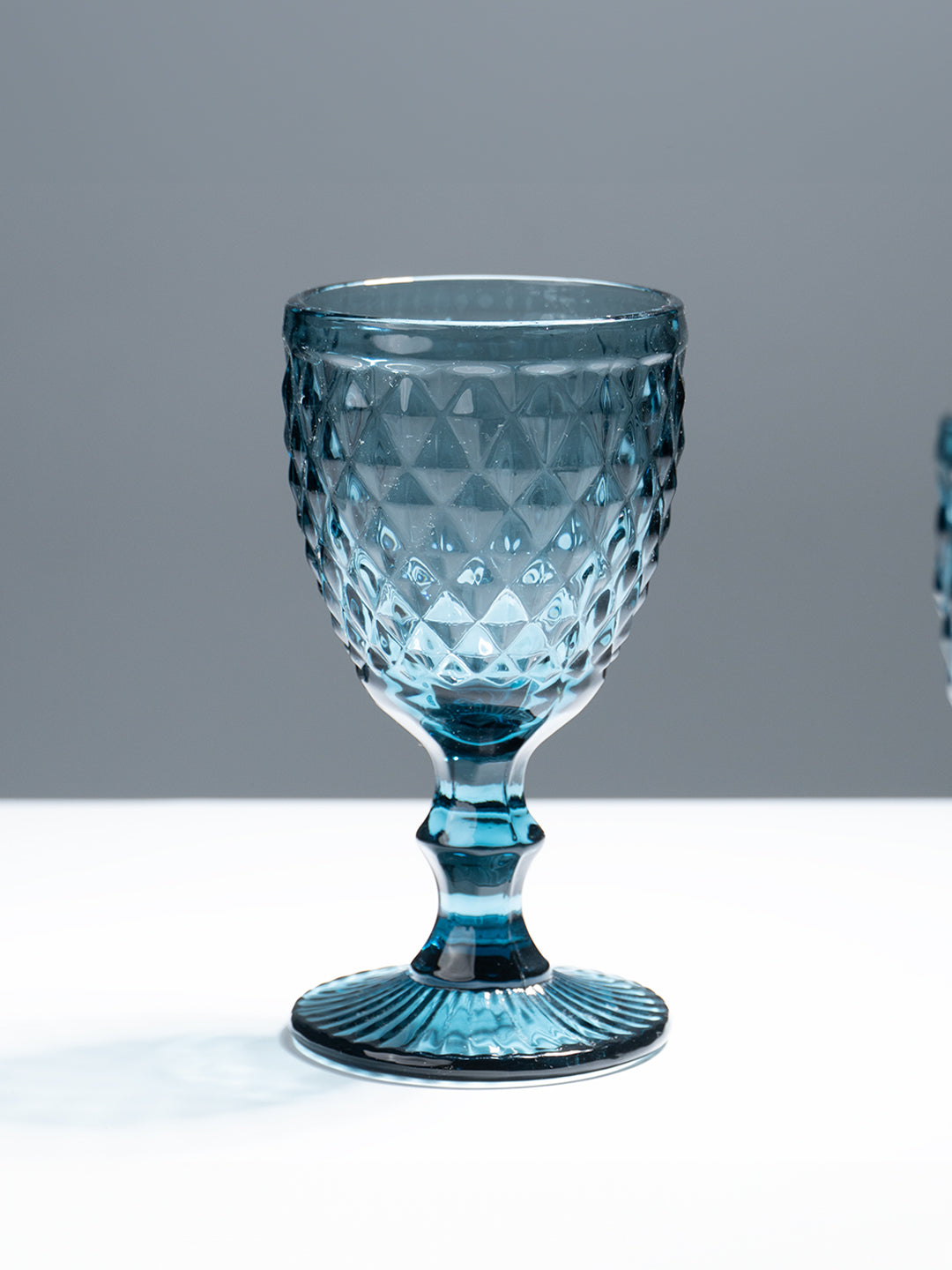 Premium Blue Textured Stemmed Glasses – Set of 6